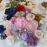 10PCS Chiffon Gauze Silk Rose Flowers DIY Clothing Hat Wedding Party Decor