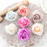 10Pcs 6Cm Artificial Flowers Flannel Rose for Home Decor Wedding Diy Candy Box
