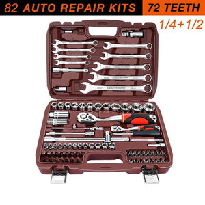 Universal Car Repair Tool Set Ratchet Wrench Combination Bit DIY Keys