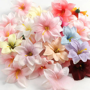 20PCS Small Lily Silk Fabric Artificial Flower DIY Hair Accessories Clothing