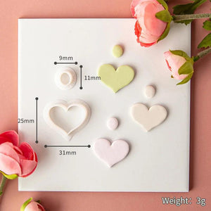 Love Heart Shaped Earrings Soft Clay Molds Jewelry Pendant Shape Cutting