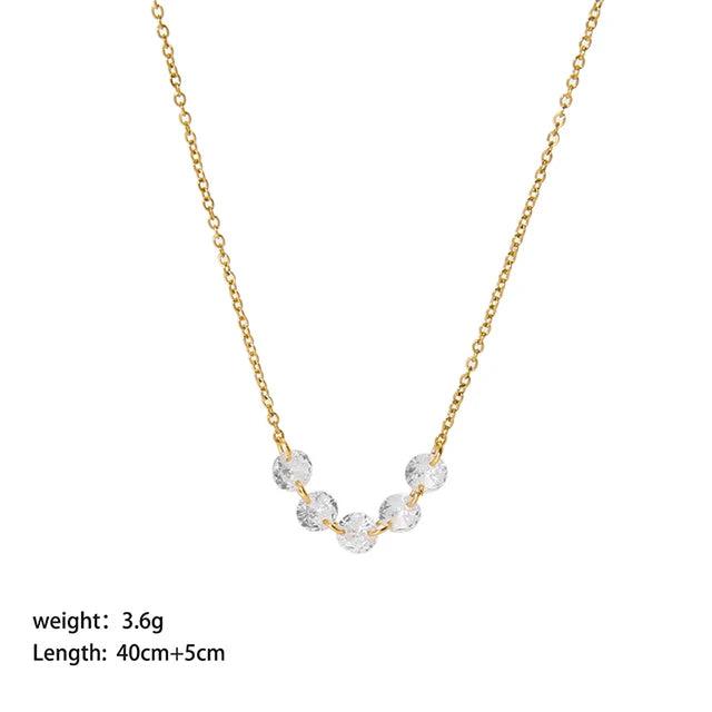 18K Plated CZ Station Necklace for Women