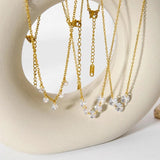 18K Plated CZ Station Necklace for Women