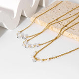 18K Plated CZ Station Necklace for Women