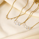 18K Plated CZ Station Necklace for Women
