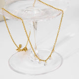 18K Plated CZ Station Necklace for Women