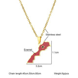 Morocco Map Flag Pendant Necklace Stainless Steel Men Women Ethnic Jewelry
