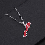 Morocco Map Flag Pendant Necklace Stainless Steel Men Women Ethnic Jewelry