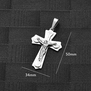 Stainless Steel Cross Pendant Necklace Men Women