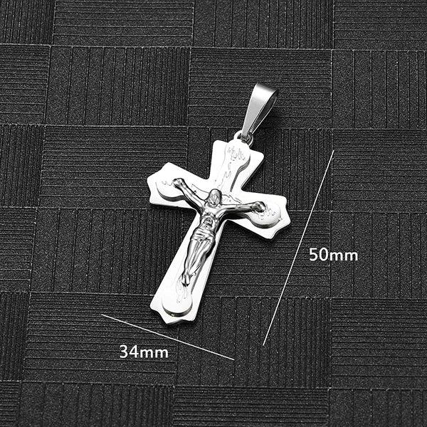 Stainless Steel Cross Pendant Necklace Men Women