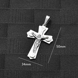 Stainless Steel Cross Pendant Necklace Men Women