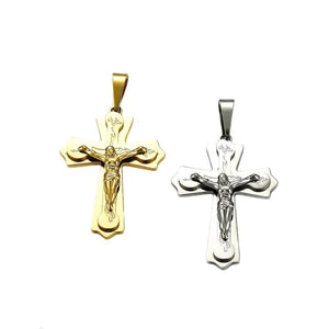 Stainless Steel Cross Pendant Necklace Men Women