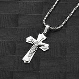 Stainless Steel Cross Pendant Necklace Men Women