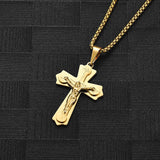 Stainless Steel Cross Pendant Necklace Men Women
