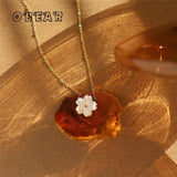 Peach Blossom Pendant Necklace Stainless Steel Plated 18K Jewelry