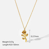Rose Pendant Necklace 18k Plated 3D Waterproof Jewelry Gift