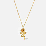 Rose Pendant Necklace 18k Plated 3D Waterproof Jewelry Gift