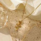 Rose Pendant Necklace 18k Plated 3D Waterproof Jewelry Gift