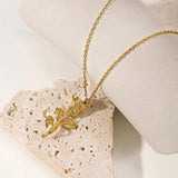 Rose Pendant Necklace 18k Plated 3D Waterproof Jewelry Gift