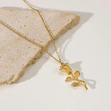 Rose Pendant Necklace 18k Plated 3D Waterproof Jewelry Gift