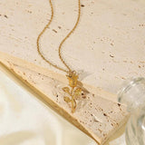 Rose Pendant Necklace 18k Plated 3D Waterproof Jewelry Gift