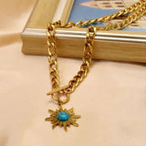 Sun Flower Pendant Necklace Stainless Steel Choker Jewelry