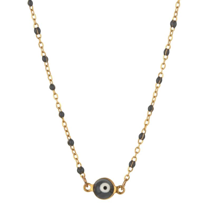 Bohemian Evil Eye Pendant Necklace Stainless Steel Chain