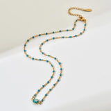 Bohemian Evil Eye Pendant Necklace Stainless Steel Chain