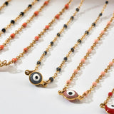 Bohemian Evil Eye Pendant Necklace Stainless Steel Chain