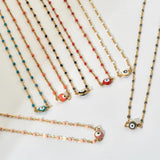 Bohemian Evil Eye Pendant Necklace Stainless Steel Chain