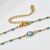 Bohemian Evil Eye Pendant Necklace Stainless Steel Chain
