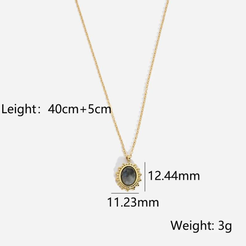 Labradorite Charm Necklace Stainless Steel