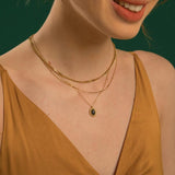 Labradorite Charm Necklace Stainless Steel