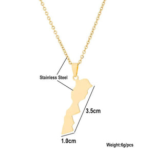 Morocco Map Pendant Necklace Steel Men Women Map Jewelry