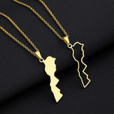 Morocco Map Pendant Necklace Steel Men Women Map Jewelry