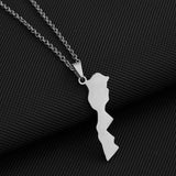 Morocco Map Pendant Necklace Steel Men Women Map Jewelry