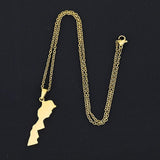 Morocco Map Pendant Necklace Steel Men Women Map Jewelry