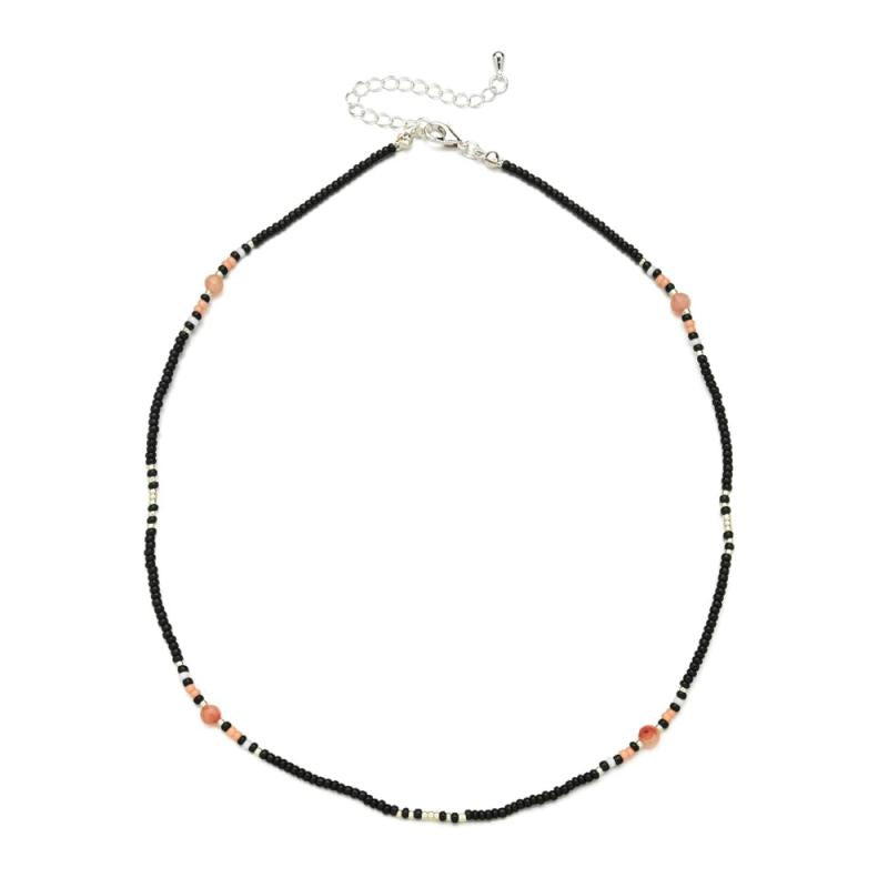 Seed Beads Thin Choker Natural Stone Necklace for Women