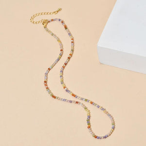 Small Shine Natural Stone Crystal Quartz Zirconia Tourmaline Necklace