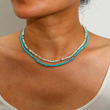 Semi-Precious Stone Beaded Choker Necklace 18K Plated Natural Stone Strand