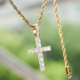 Hip Hop Cross Pendant Necklace Zircon Tennis Chain Iced Out Bling Necklaces