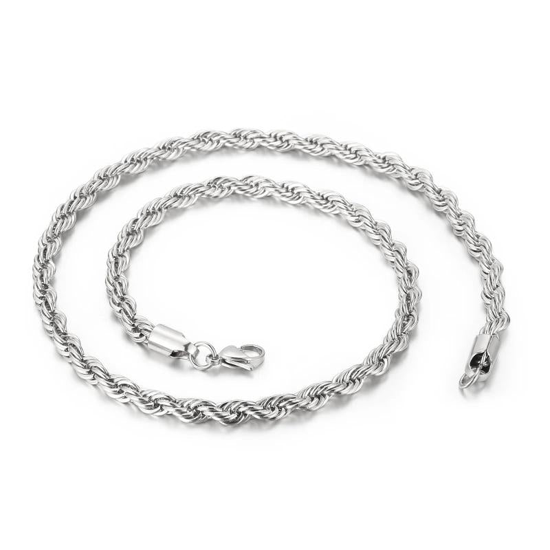 2-8mm Twisted Singapore Chain Necklace Stainless Steel Never Fade Choker