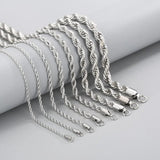 2-8mm Twisted Singapore Chain Necklace Stainless Steel Never Fade Choker