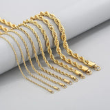 2-8mm Twisted Singapore Chain Necklace Stainless Steel Never Fade Choker