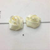 10Pcs 3.5CM/5CM Silk Satin Rose Ribbon Flowers DIY Wedding Bouquet