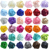 10Pcs 3.5CM/5CM Silk Satin Rose Ribbon Flowers DIY Wedding Bouquet