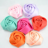 10Pcs 3.5CM/5CM Silk Satin Rose Ribbon Flowers DIY Wedding Bouquet
