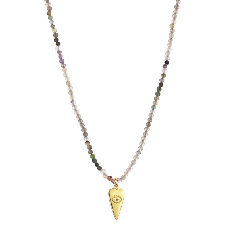Lapis Lazuli Quartz Pendant Choker Necklace for Girls