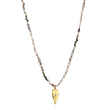 Lapis Lazuli Quartz Pendant Choker Necklace for Girls