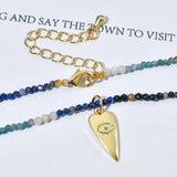 Lapis Lazuli Quartz Pendant Choker Necklace for Girls